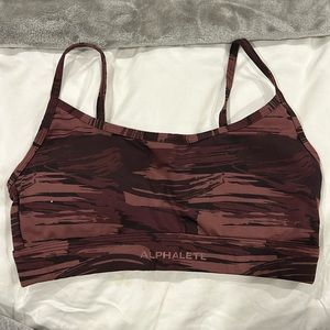 Alphalete Sports Bra, red camo, size small